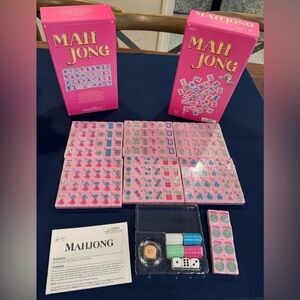 Pink Mahjong Set with Accessories